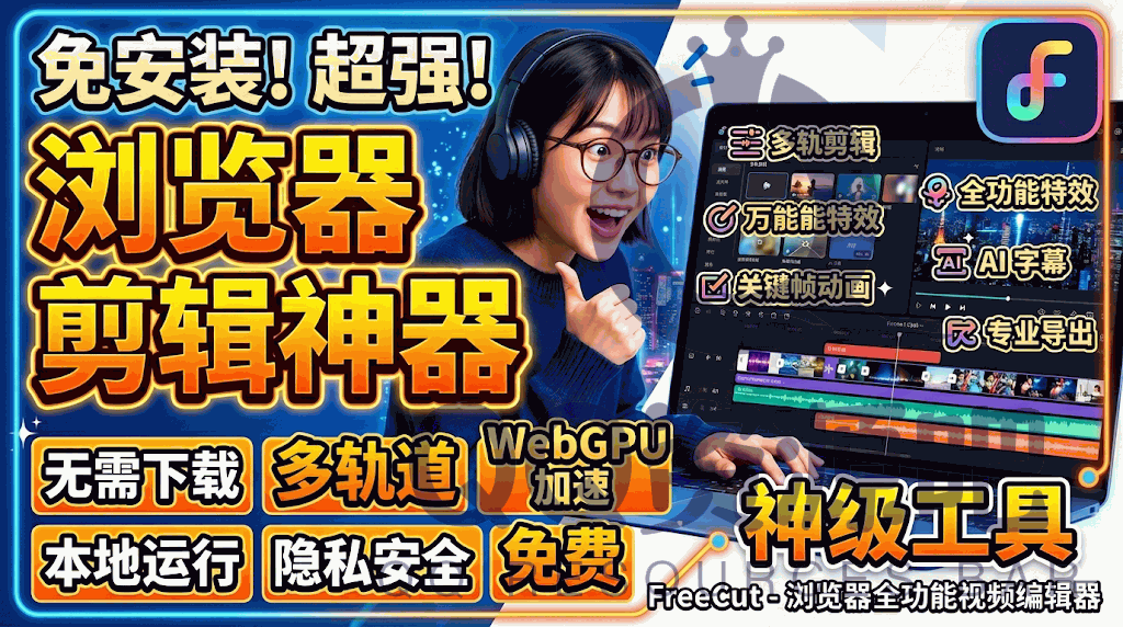 FreeCut：一个在浏览器中运行的开源视频编辑工具，支持本地多轨剪辑和实时预览，无需安装软件即可使用