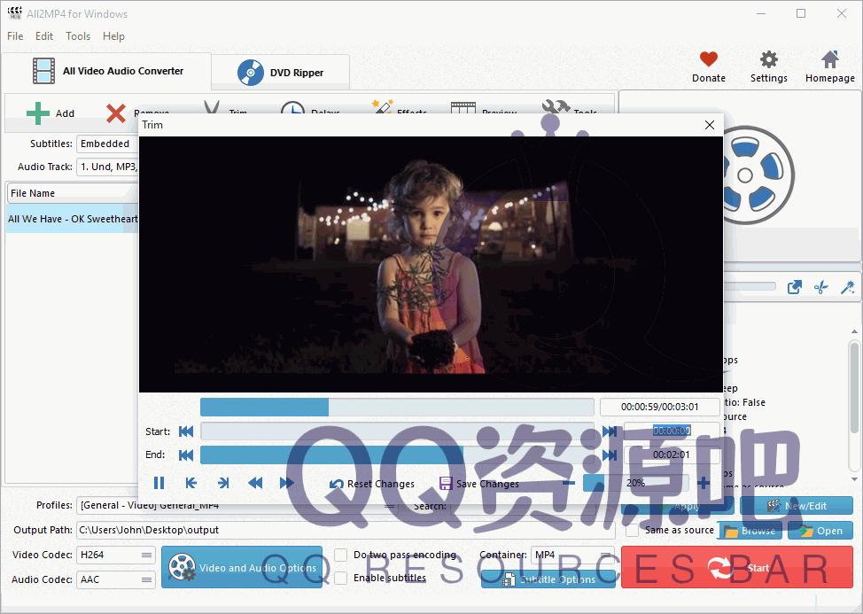 All2MP4：一款免费又强大的视频转换器，支持300+视频格式互转，支持裁剪、旋转、合并、添加字幕等功能