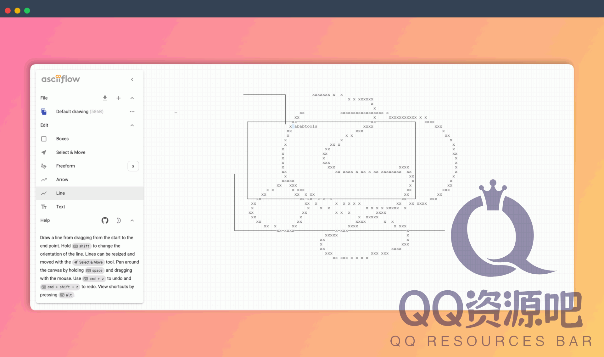ASCIIFlow：免费的在线 ASCII 流程图绘制工具，输入字符即可实时预览图形效果，支持导出为文本、图片等多种格式