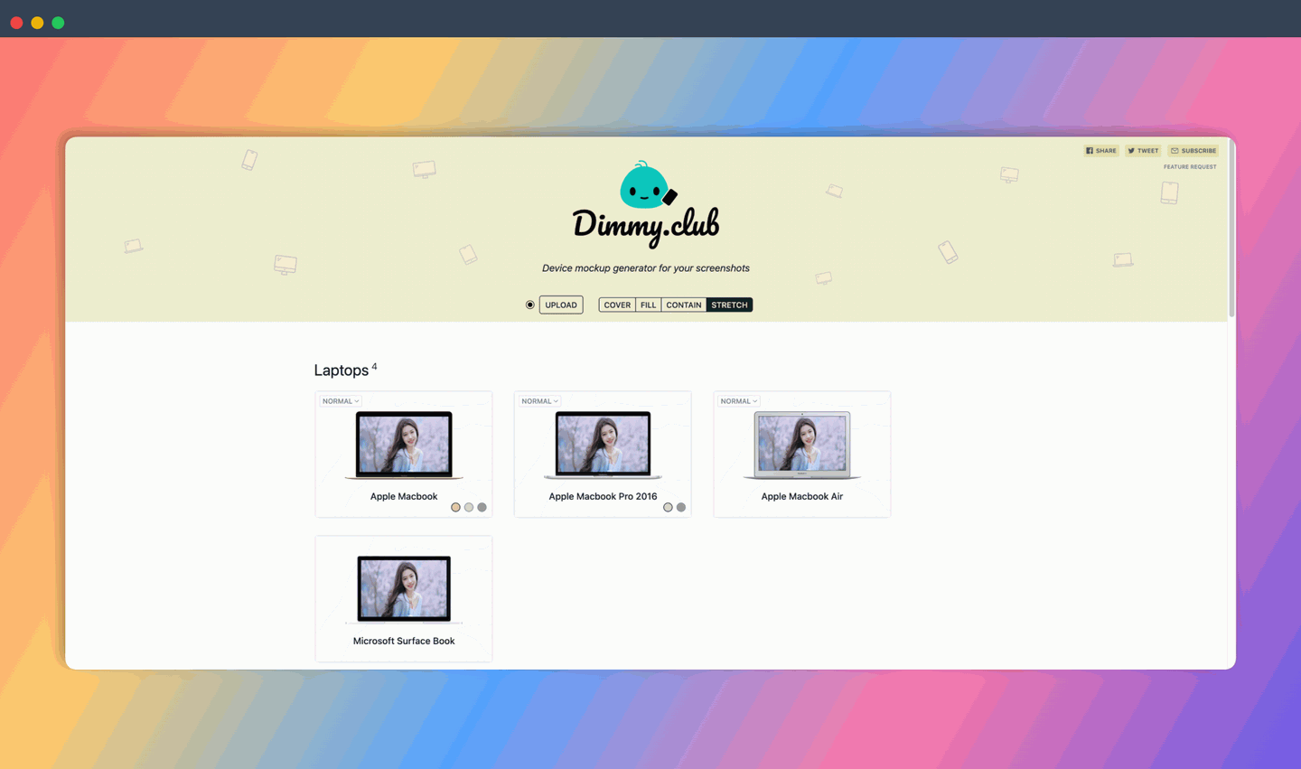 Dimmy.club：一键生成各种设备模型的截图，只需上传截图，选择设备模型，即可一键生成