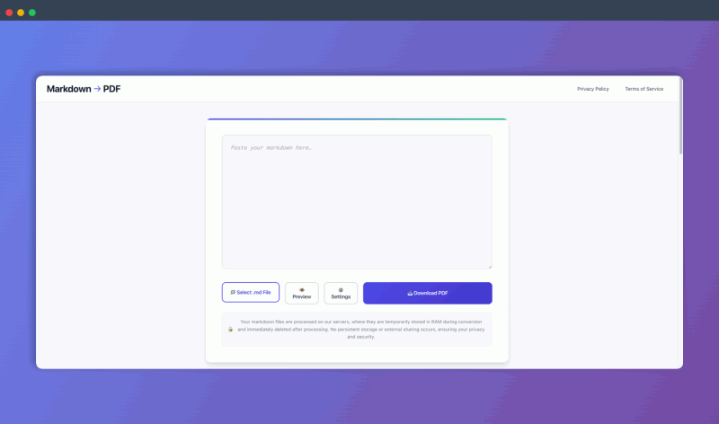 MarkdownPDF.online：免费在线 Markdown 转 PDF 工具，可自定义，支持多种字体和代码高亮