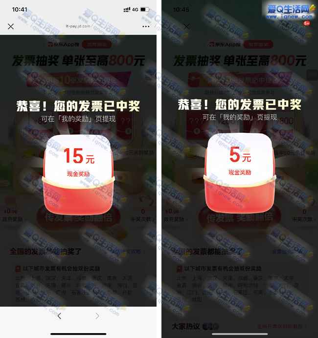 京东反馈15+5元现金秒到 京东发票抽奖_www.iqnew.com