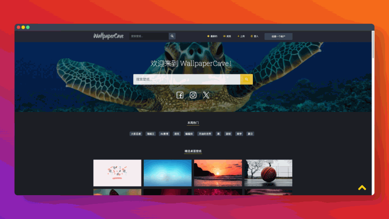 Wallpaper Cave：一个专注于高清壁纸的社区型图库网站，海量资源免费下载，动漫、游戏、风景等各种风格应有尽有，最高支持 8K 分辨率