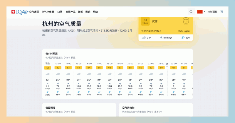 IQAir：实时空气质量地图、污染预报、城市排名以及强大的空气净化器和口罩，帮你随时随地了解空气状况，守护呼吸健康