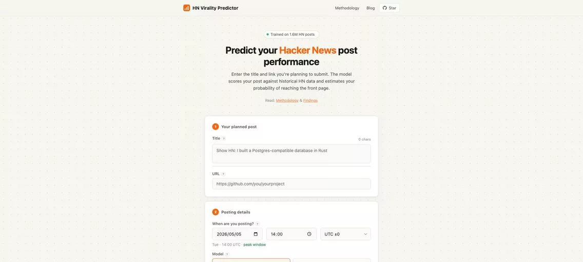WannaLaunch：一款能够预测你的 Show HN 帖子表现的 AI 工具，助你登上Hacker News首页！