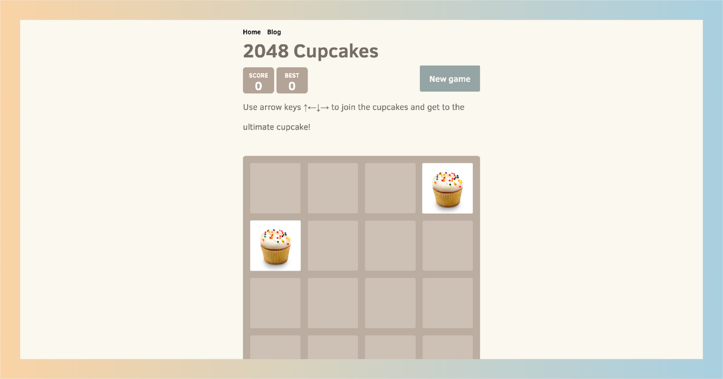 2048 Cupcakes：一款可爱有趣的合成游戏，通过合并精致的蛋糕来解锁更高分值的甜品，并提供AI助手和撤销功能
