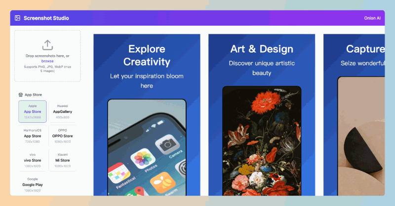 Screenshot Studio:免费的App预览图制作工具,轻松帮你打造华为、小米等应用商店的精美截图!