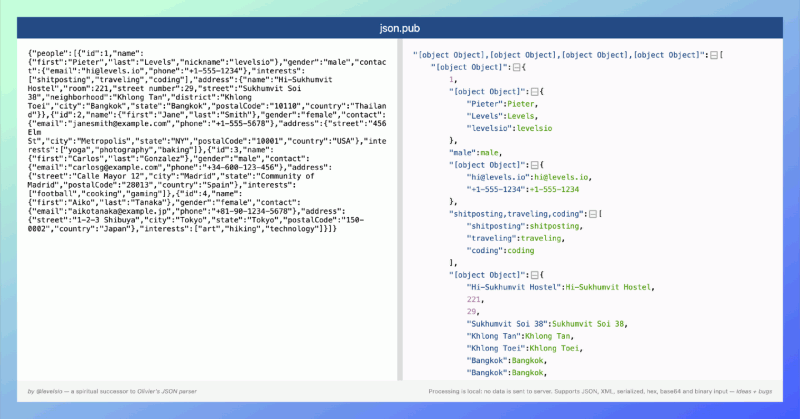 JSON.pub：一个简单易用的JSON查看和格式化工具，帮助开发者快速整理和分析数据，得到清晰易读的输出