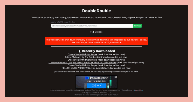 DoubleDouble：让你可以直接从 Spotify、Apple Music、Amazon Music、Soundcloud 等多大音乐平台上免费下载音乐
