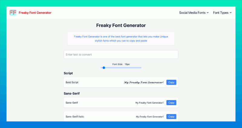 Freaky Font Generator：一款在线字体生成工具，将普通文字转化为炫酷的设计字体