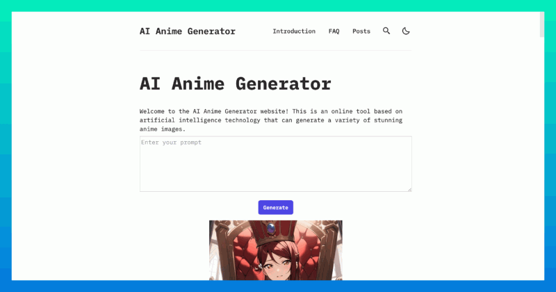 AI Anime Generator：一个在线工具，通过输入描述生成动漫图像