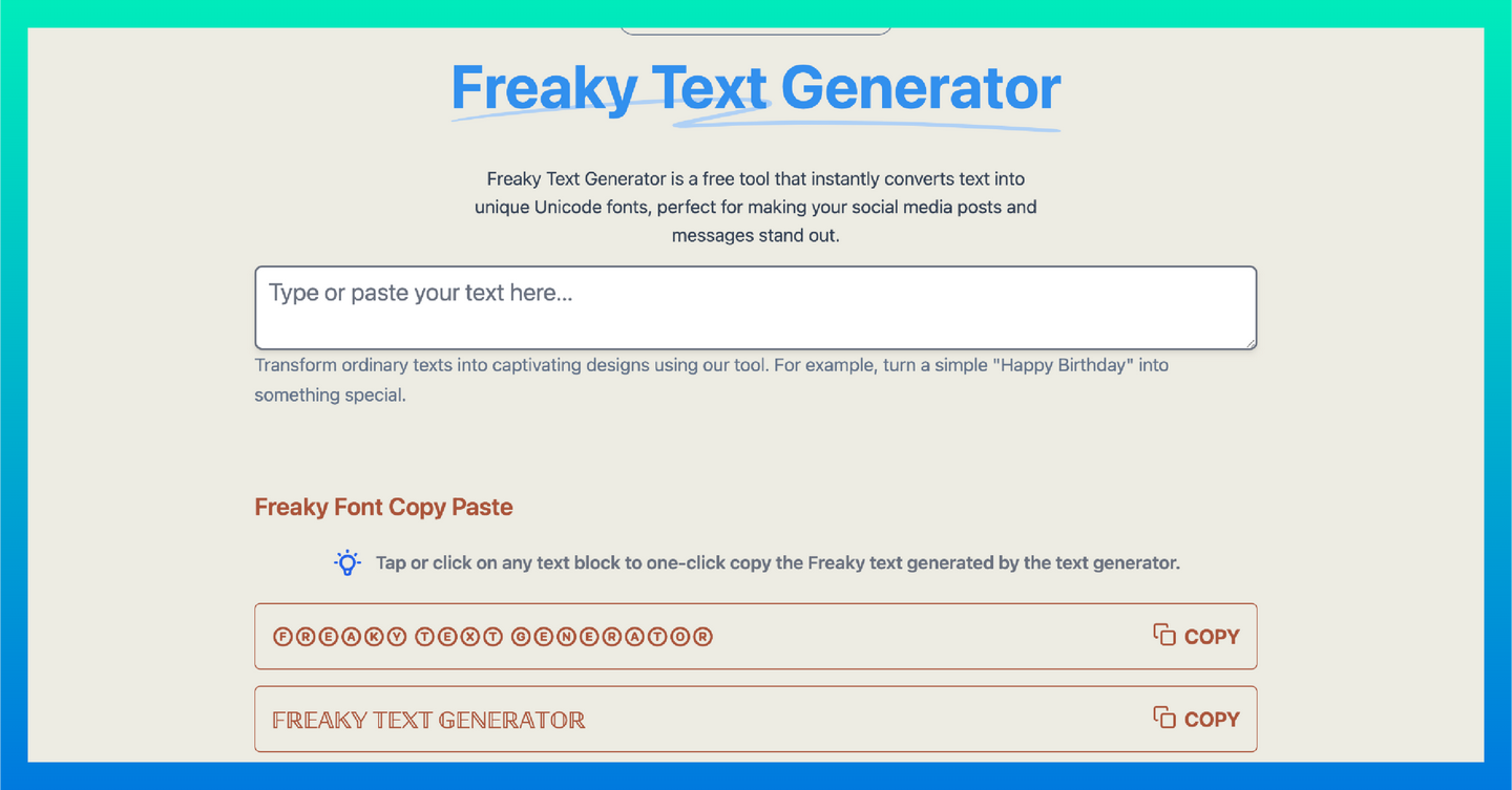 Freaky Text Generator:可以将普通文字转换为各种有趣的Unicode字体