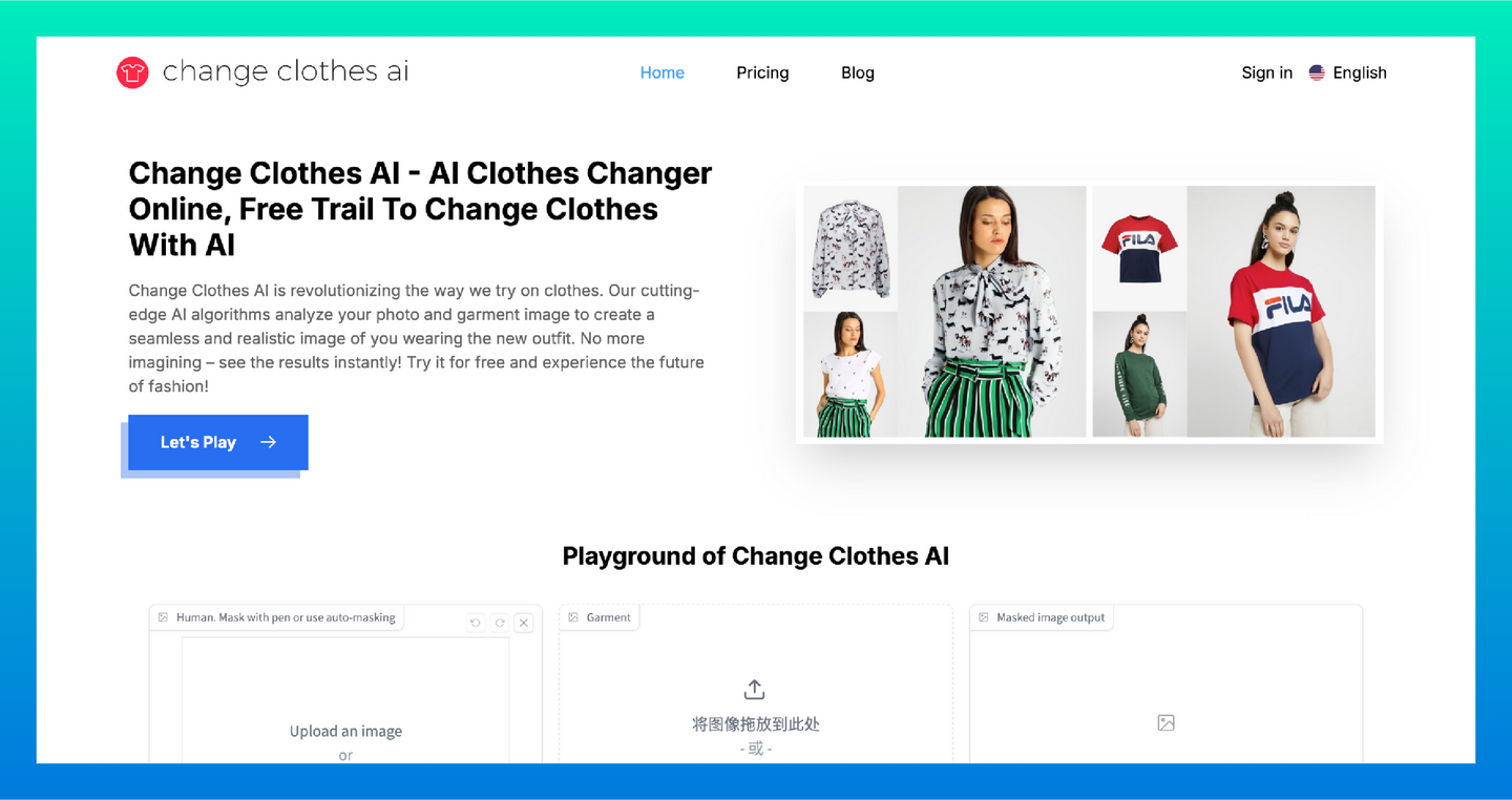 Change Clothes AI：基于AI的在线服装试穿工具，只需上传一张照片，就能看到自己穿上新衣的样子