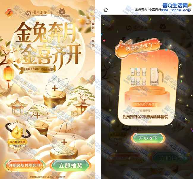 泸州老窖金兔奔月 亲测中金箔玻璃酒局套装
