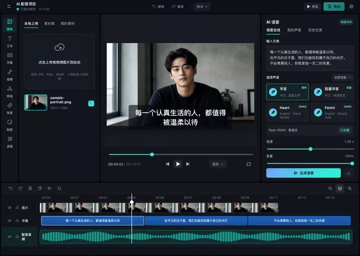 Timeline Studio：免费开源AI视频剪辑神器，支持多轨时间线编辑、自动字幕生成、多语言配音
