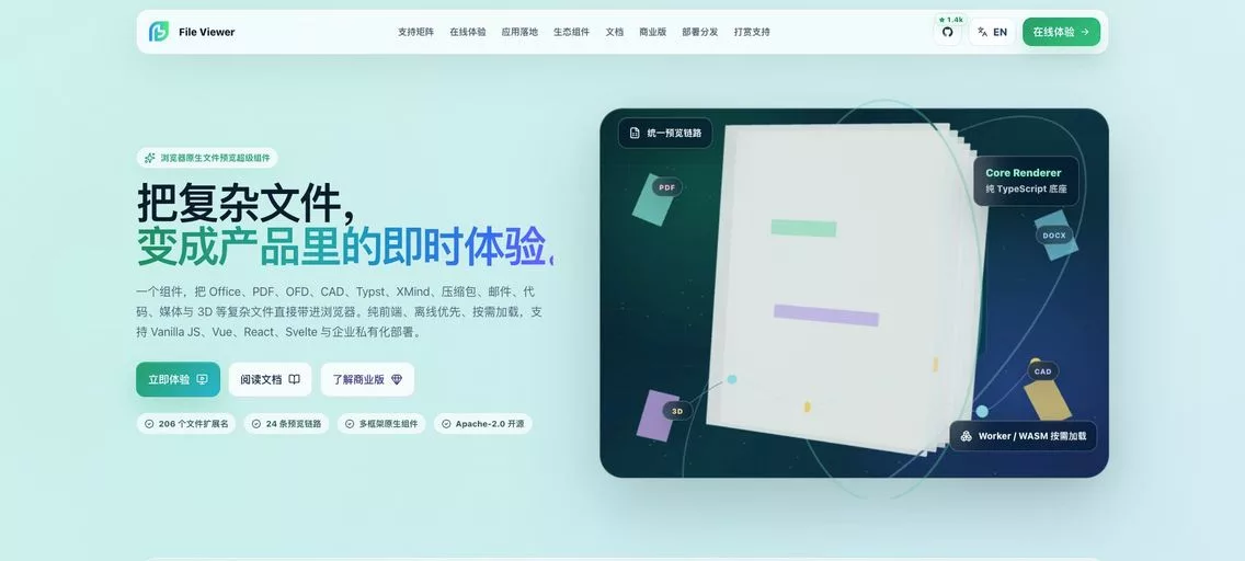 Flyfish File Viewer:纯前端多格式文件预览利器,告别后端转码烦恼,支持 Office、PDF、CAD、XMind、压缩包等